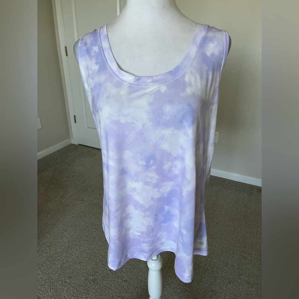 NWOT Athleta Purple and White Tie Dye Tank Size 1X - Picture 5 of 5